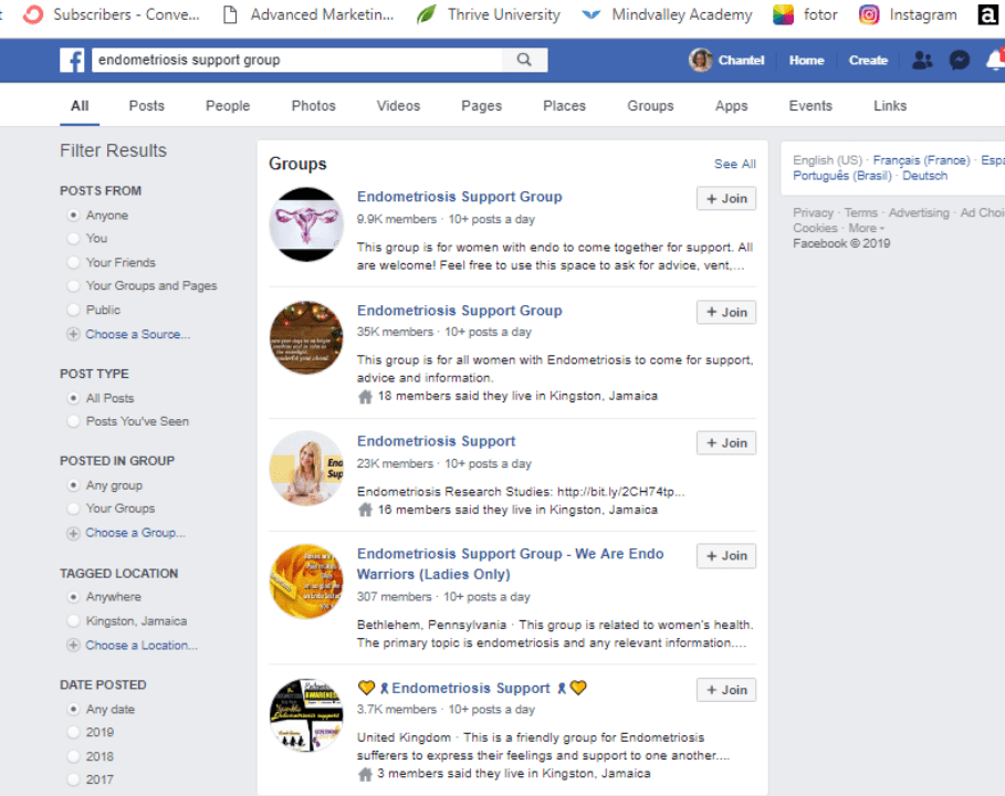 There are many support groups on facebook about Endometriosis Awareness