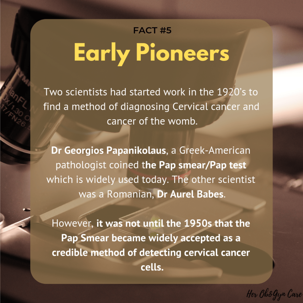 Dr Georgios Papanikolaus developed the pap smear we use today for cervical cancer screening